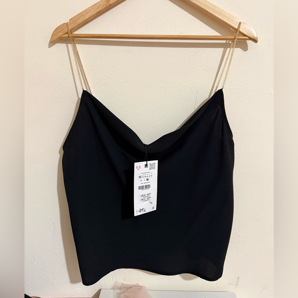 Zara Black Crop Top with Gold Straps